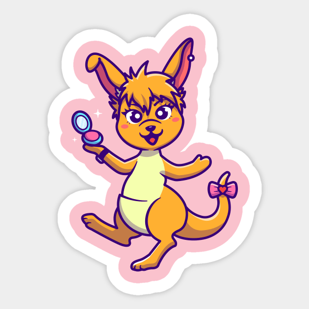 Cute Kangaroo With Make Up Cartoon Sticker by Catalyst Labs